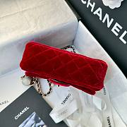 Fortok Chanel Pearl Crush Flap bag Red velvet 20cm - 5