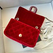 Fortok Chanel Pearl Crush Flap bag Red velvet 20cm - 4