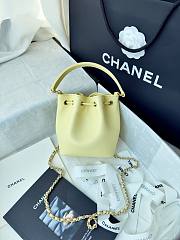 Fortok Chanel Mini Top Handle Bucket Bag with Chain yellow 12.5-10-7.5CM   - 5