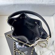 Fortok Chanel Mini Top Handle Bucket Bag with Chain Black 12.5-10-7.5CM - 3
