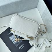 Fortok Chanel Mini Top Handle Bucket Bag with Chain White 12.5-10-7.5CM - 5