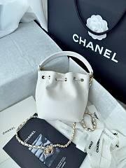 Fortok Chanel Mini Top Handle Bucket Bag with Chain White 12.5-10-7.5CM - 6