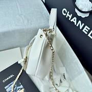 Fortok Chanel Mini Top Handle Bucket Bag with Chain White 12.5-10-7.5CM - 4