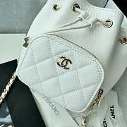 Fortok Chanel Mini Top Handle Bucket Bag with Chain White 12.5-10-7.5CM - 2