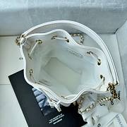 Fortok Chanel Mini Top Handle Bucket Bag with Chain White 12.5-10-7.5CM - 3
