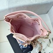 Fortok Chanel Mini Top Handle Bucket Bag with Chain Pink 12.5-10-7.5CM - 5