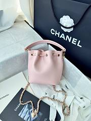 Fortok Chanel Mini Top Handle Bucket Bag with Chain Pink 12.5-10-7.5CM - 6