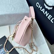 Fortok Chanel Mini Top Handle Bucket Bag with Chain Pink 12.5-10-7.5CM - 4
