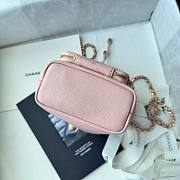 Fortok Chanel Mini Top Handle Bucket Bag with Chain Pink 12.5-10-7.5CM - 3