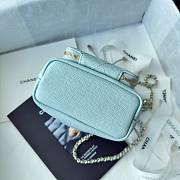 Fortok Chanel Mini Top Handle Bucket Bag with Chain Blue 12.5-10-7.5CM - 3
