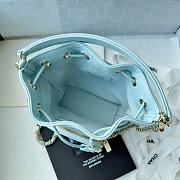 Fortok Chanel Mini Top Handle Bucket Bag with Chain Blue 12.5-10-7.5CM - 5