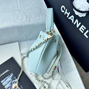 Fortok Chanel Mini Top Handle Bucket Bag with Chain Blue 12.5-10-7.5CM - 2