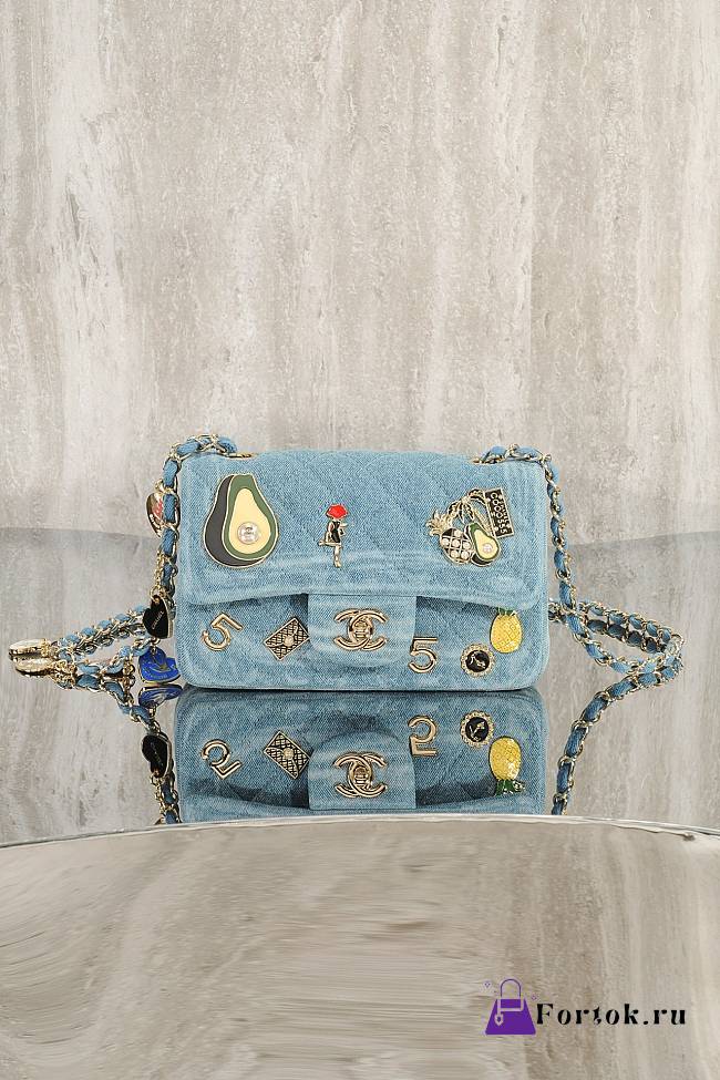 Fortok Chanel Flap Bag Denim 20cm  - 1