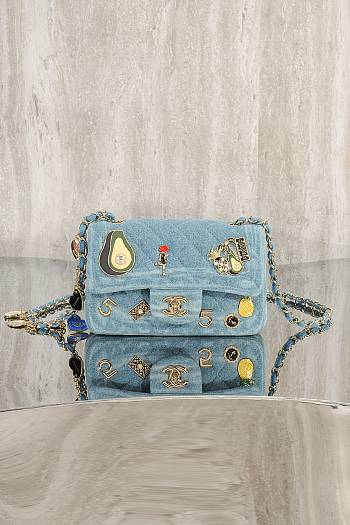 Fortok Chanel Flap Bag Denim 20cm 