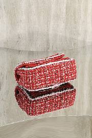 Fortok Chanel 25C Flap Bag Tweed Red 20cm - 4