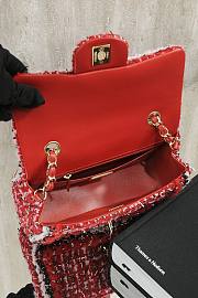 Fortok Chanel 25C Flap Bag Tweed Red 20cm - 3