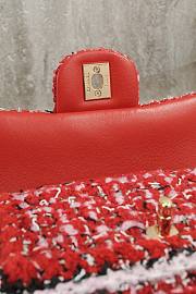 Fortok Chanel 25C Flap Bag Tweed Red 20cm - 2