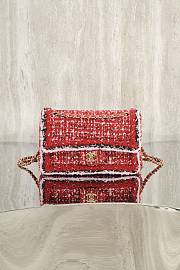 Fortok Chanel 25C Flap Bag Tweed Red 25cm - 1