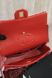 Fortok Chanel 25C Flap Bag Tweed Red 25cm - 4