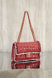 Fortok Chanel 25C Flap Bag Tweed Red 25cm - 2