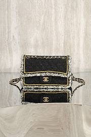Fortok Chanel 25B Flap Bag Tweed Black 25cm  - 1