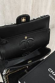 Fortok Chanel 25B Flap Bag Tweed Black 25cm  - 6