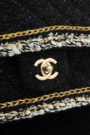 Fortok Chanel 25B Flap Bag Tweed Black 25cm  - 3