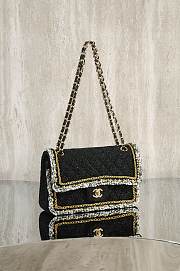 Fortok Chanel 25B Flap Bag Tweed Black 25cm  - 5