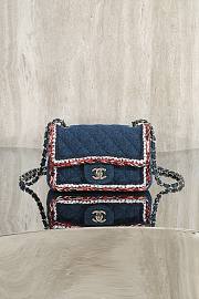 Fortok Chanel Vintage Flap Bag Denim and Tweed 20cm - 1
