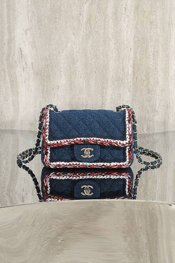 Fortok Chanel Vintage Flap Bag Denim and Tweed 20cm