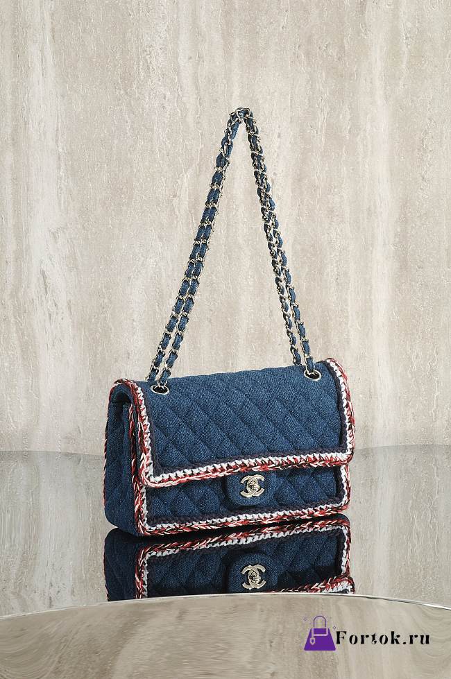 Fortok Chanel Vintage Flap Bag Denim and Tweed 25cm - 1