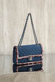 Fortok Chanel Vintage Flap Bag Denim and Tweed 25cm - 1