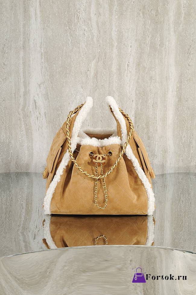 Fortok Chanel 25 Fur Brown 30x26x14cm - 1