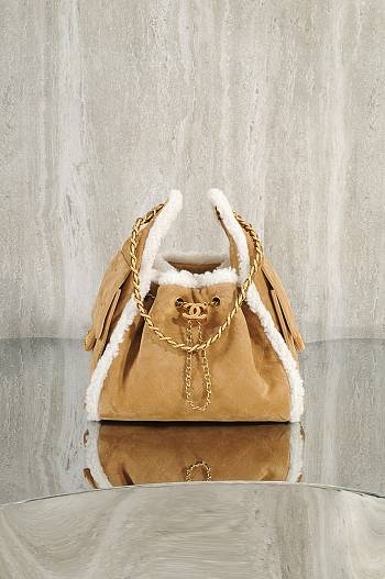 Fortok Chanel 25 Fur Brown 30x26x14cm