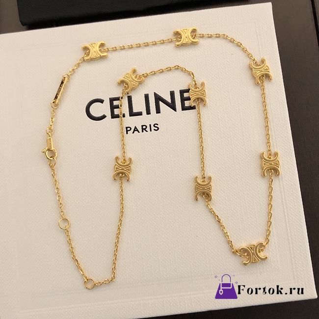 Fortok Celine Logo Necklace Gold  - 1