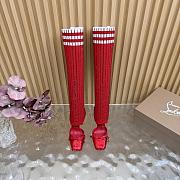 Fortok Christian Louboutin Cassia Annmac high-heel boots ribbed knit shaft Red 10cm - 1