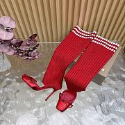 Fortok Christian Louboutin Cassia Annmac high-heel boots ribbed knit shaft Red 10cm - 4