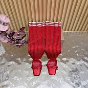 Fortok Christian Louboutin Cassia Annmac high-heel boots ribbed knit shaft Red 10cm - 5