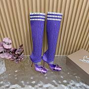 Fortok Christian Louboutin Cassia Annmac high-heel boots ribbed knit shaft Purple 10cm - 1