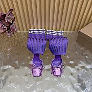 Fortok Christian Louboutin Cassia Annmac high-heel boots ribbed knit shaft Purple 10cm - 5