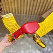 Fortok Christian Louboutin Cassia Annmac high-heel boots ribbed knit shaft Yellow 10cm - 3