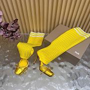 Fortok Christian Louboutin Cassia Annmac high-heel boots ribbed knit shaft Yellow 10cm - 5