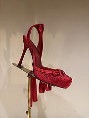 Fortok Christian Louboutin Cassia lace-up 100 mm satin pump Red  - 6