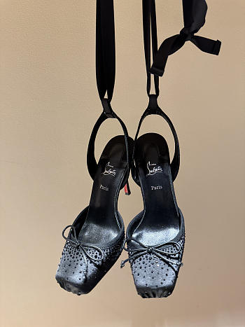 Fortok Christian Louboutin Cassia lace-up 100 mm satin pump Black