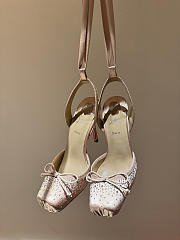 Fortok Christian Louboutin Cassia lace-up 100 mm satin pump Pink  - 1