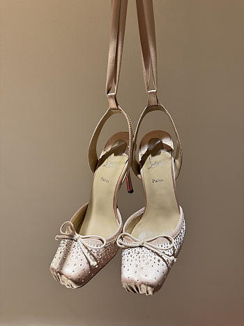Fortok Christian Louboutin Cassia lace-up 100 mm satin pump Pink 
