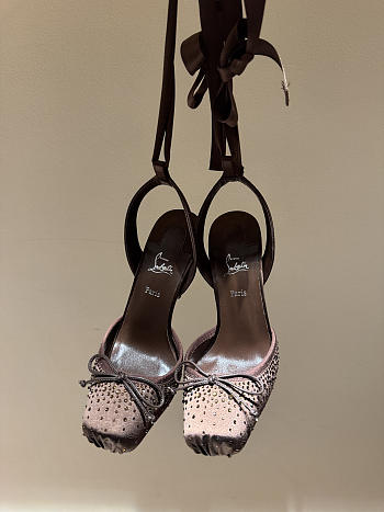 Fortok Christian Louboutin Cassia lace-up 100 mm satin pump Brown