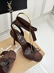 Fortok Christian Louboutin Cassia Lace Up Crepe satin Brown 10cm - 6
