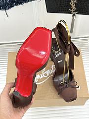 Fortok Christian Louboutin Cassia Lace Up Crepe satin Brown 10cm - 5
