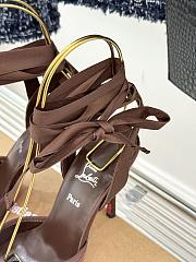 Fortok Christian Louboutin Cassia Lace Up Crepe satin Brown 10cm - 4
